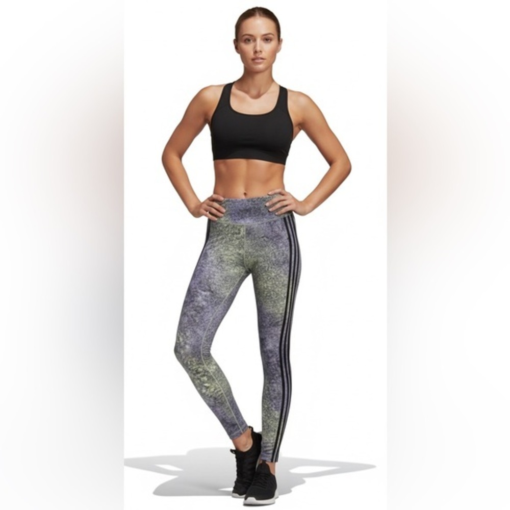 Adidas Multi Coloured 3 Striped Highrise Leggings
